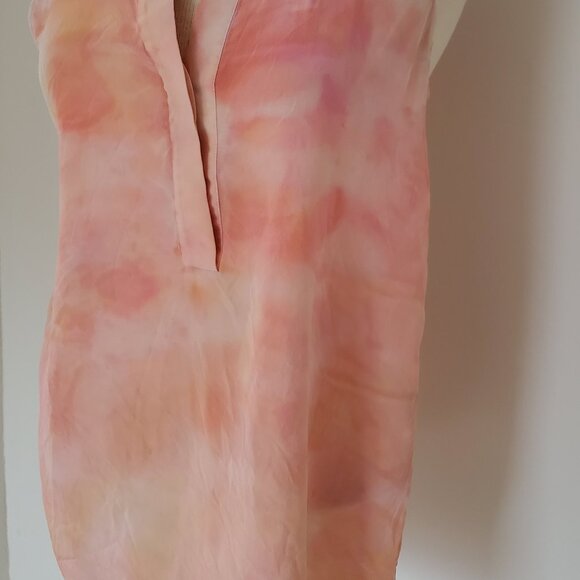 painted Vince Silk tank top sleeveless shirt white coral pink sand band collar M - Picture 9 of 11